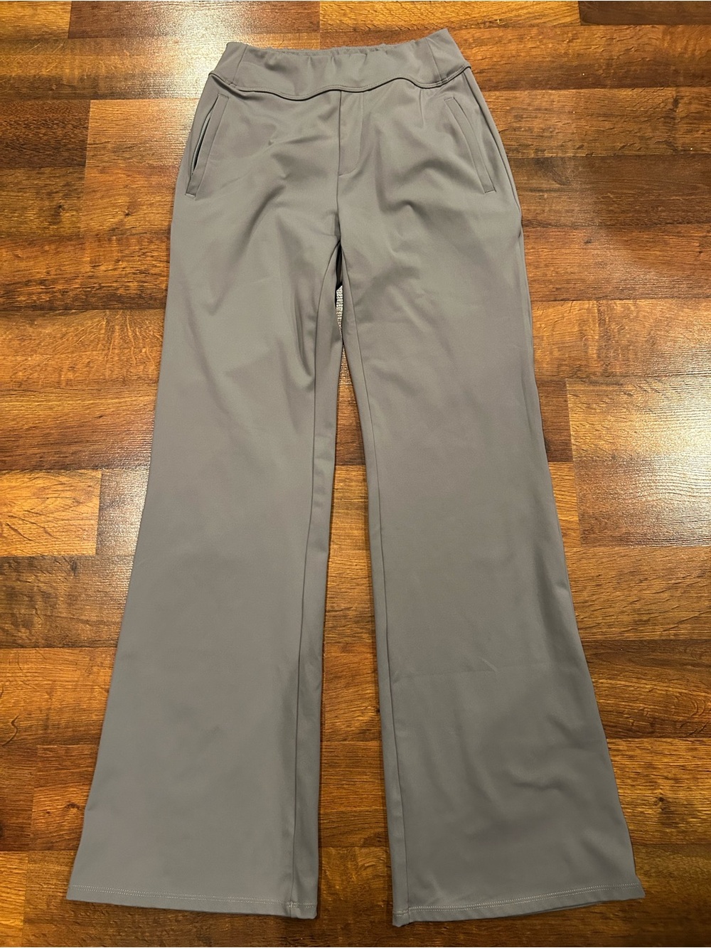 Halara High Waisted Flare Leg Yoga Pants with Pockets Gray Small Tall